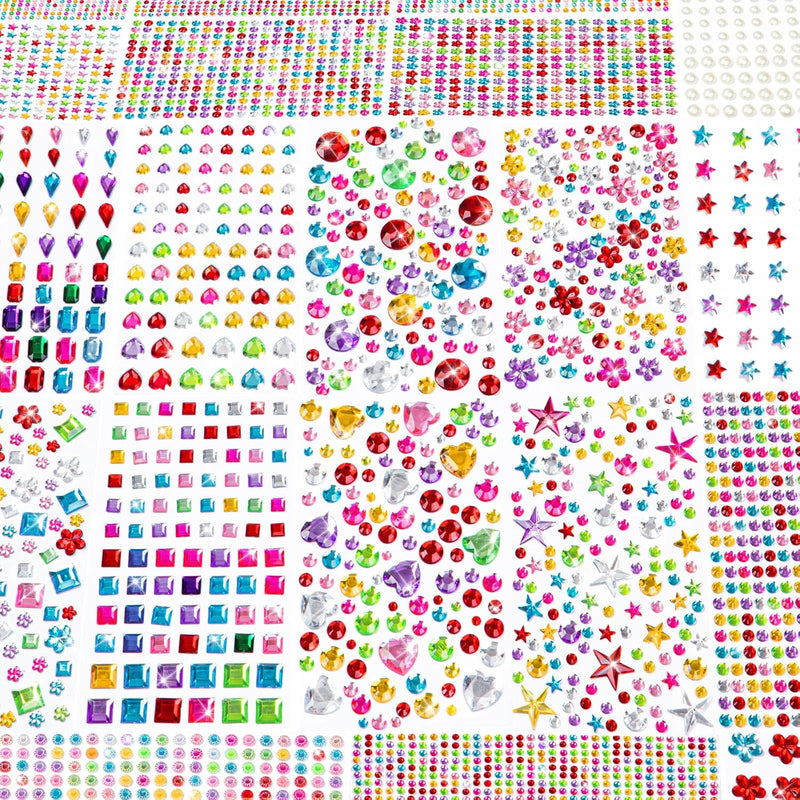 6124 Pcs Self-Adhesive Gem Stickers, Acrylic Rhinestones for Face & DIY Crafts
