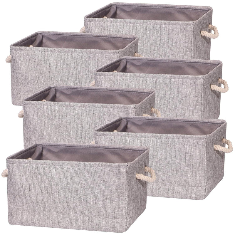 6 Pack Large Storage Basket Bin, Foldable Fabric Storage Cube Box Canvas Collaps