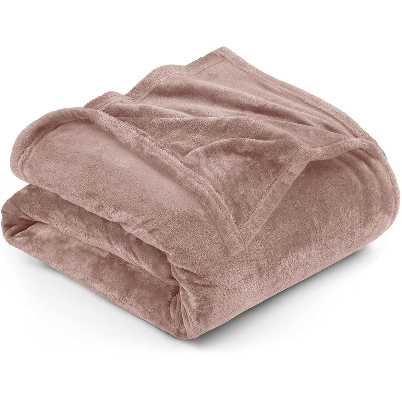 Fleece Blanket King Size Rose Pink 300Gsm Luxury Bed Blanket Anti-Static Fuzzy