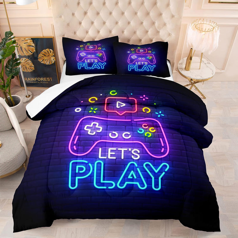 Twin Bedding Sets For Boys,Gaming Comforter Sets For Boys,Kids Gamer Bedding S