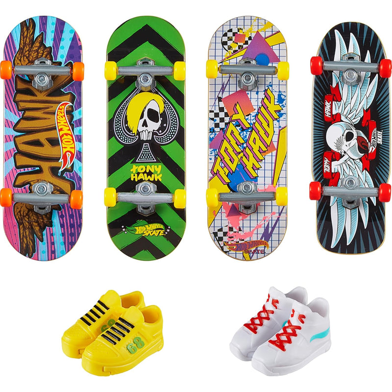 Hot Wheels Skate Tony Hawk Fingerboard & Removable Skate Shoes Multipack, 4