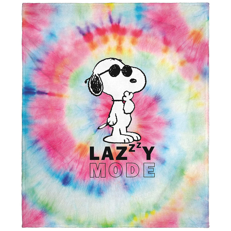 Peanuts Snoopy Joe Cool Tie Dye Lazy Mode Silk Touch Throw Blanket