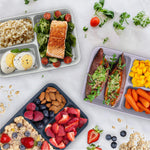 Prep 3-Compartment Meal-Prep Containers With Custom-Fit Lids - Microwaveable, Durable, Reusable, Bpa-Free, Freezer And Dishwasher Safe Food Storage 10 Trays & (Navy Blue)