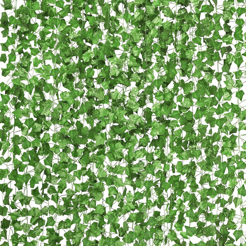 48 Pcs 336Ft Artificial Ivy Fake Vines,Ivy Garland Greenery Garland Fake Hanging Plants Vines Green Leaves for Bedroom Wedding Garden Wall Room Decor