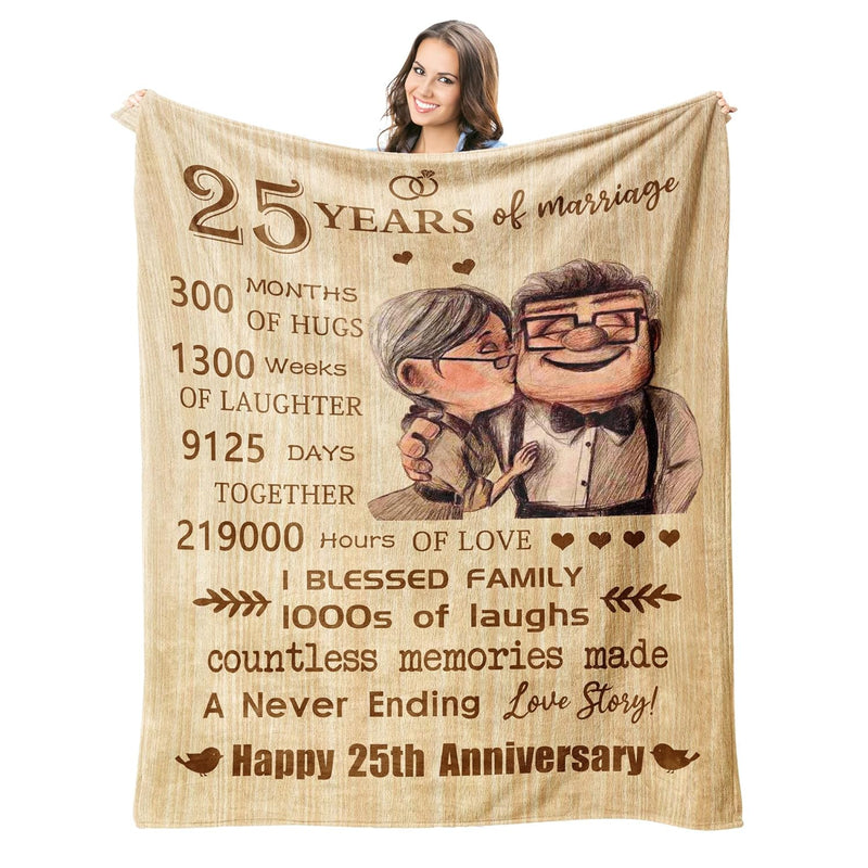 25Th Anniversary Blanket Gifts 80"X60" - Gift For 25Th Wedding Anniversary - 2