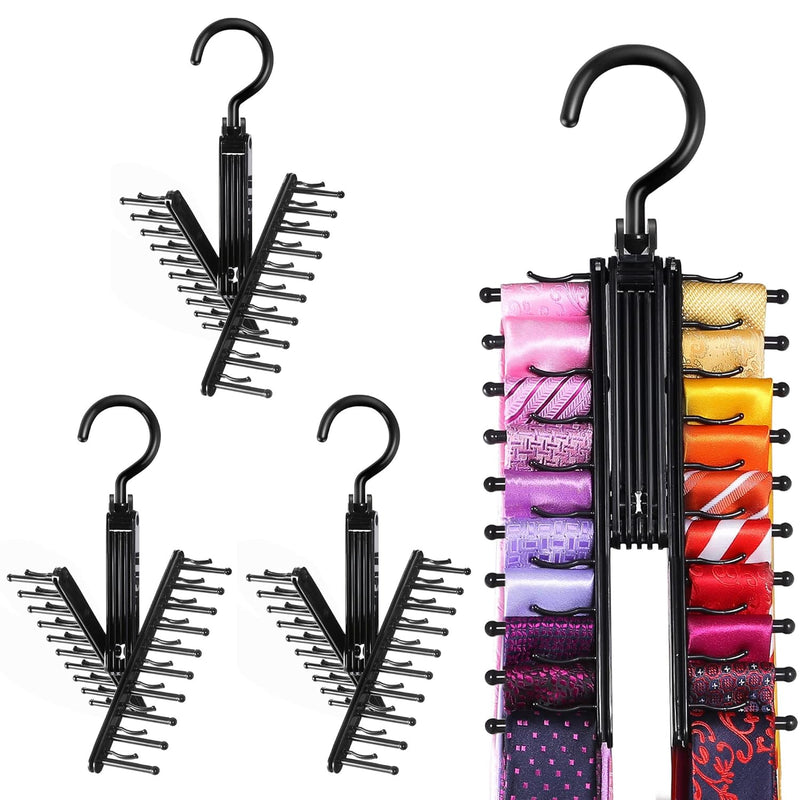 Upgraded 4 Pcs See Everything Cross X 20 Tie Rack Holder,Rotate To Open/Close Ti