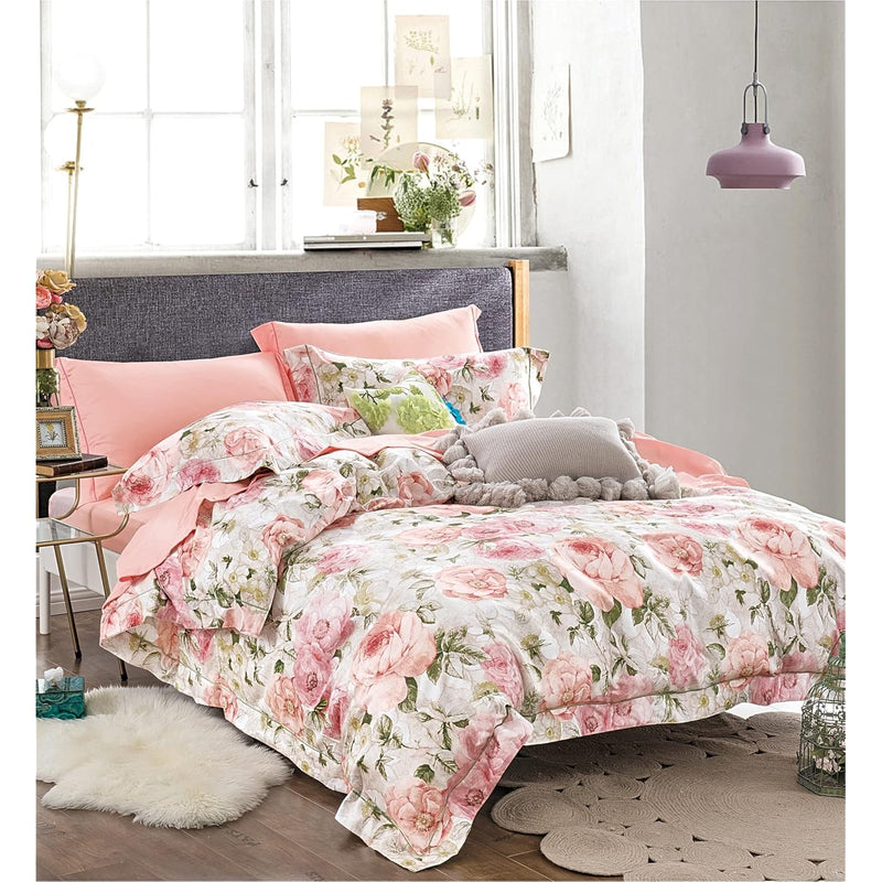 Shabby Chic Floral Duvet Cover And Pillowcases Set Cottage Garden Botanical Na