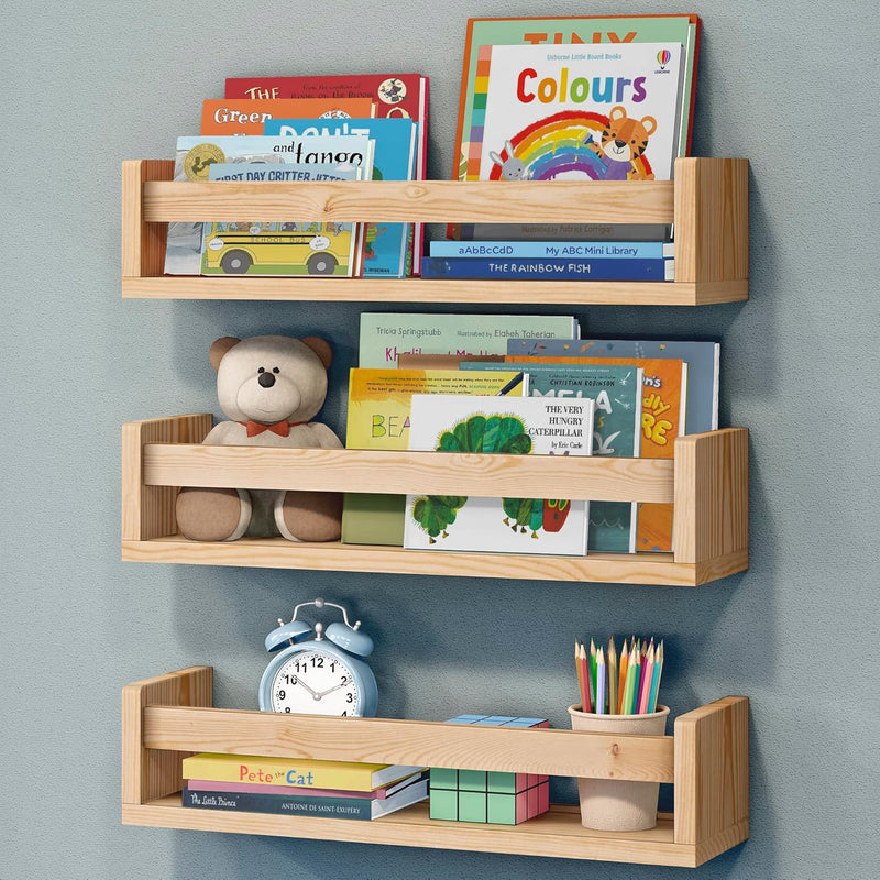 Nursery Book Shelves, Set Of 3 Floating Bookshelves For Wall For Nursery Decor