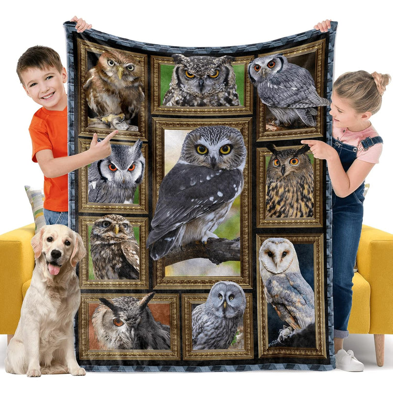 Owls Gifts Blanket For Kids, Soft Cozy Warm Flannel Throw Blanket For Boys Gir