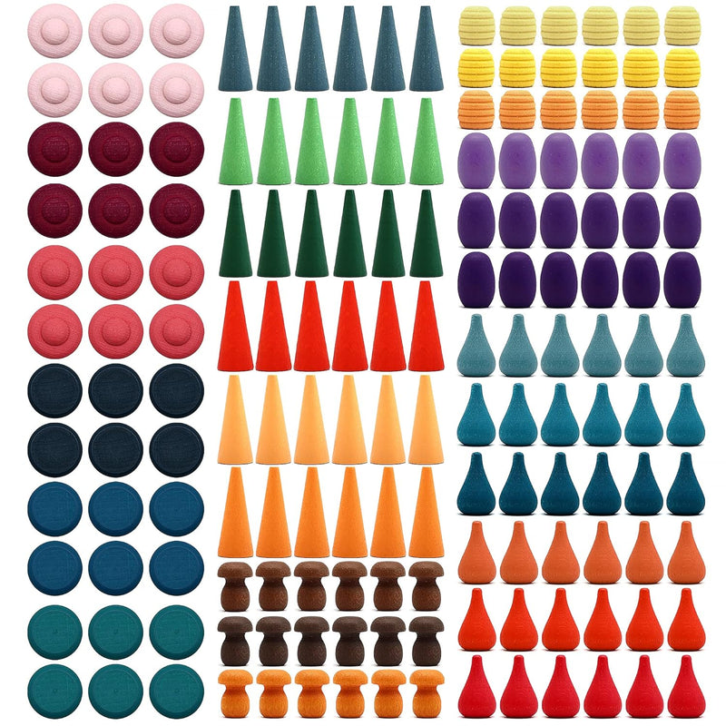 Large Set Full Rainbow Color Style Wooden Loose Parts Sensory Play Toys, Ra