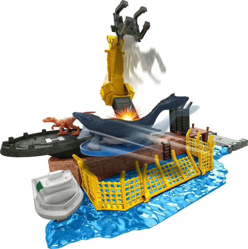 Dominion Minis Mosasaurus Mayhem Playset With 2 Mini Dinosaur Figures, Launchers And Break Apart Feature, Toy Gift Set And Collectible