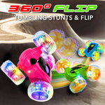 Contixo RC Car Stunt Racer, Wheels Flip & Rotate 360°, Fast Remote Control Toy Car for Kids, AWD, 2.4GHz, Rechargeable Battery, Lights Up - Pink