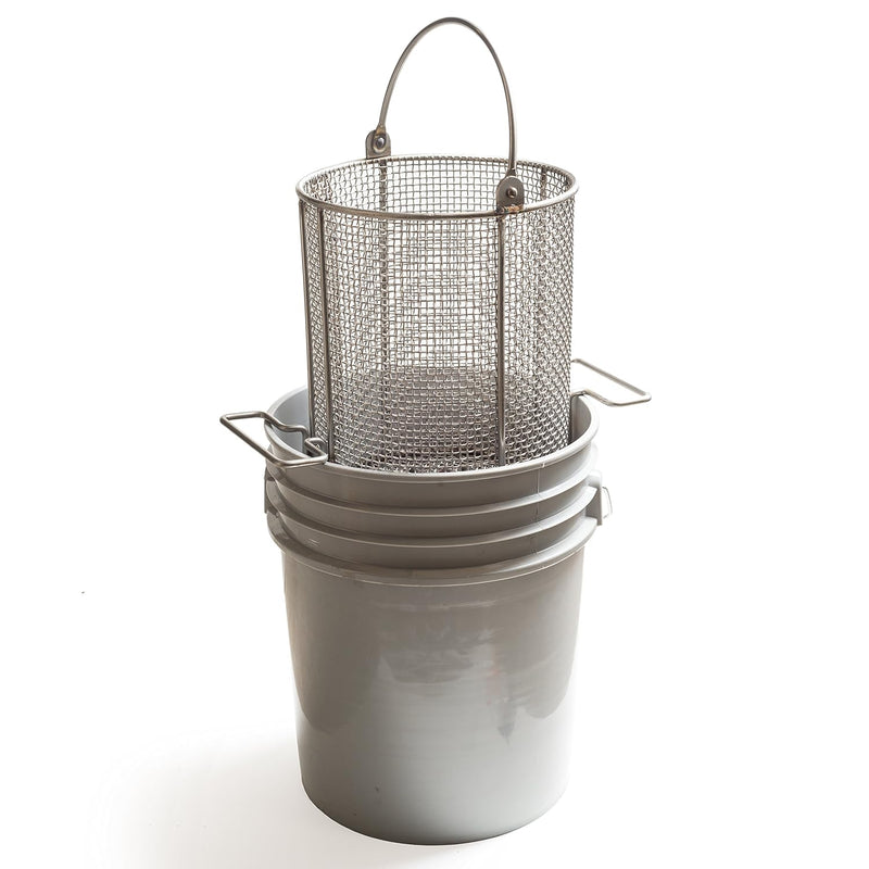 Stainless Steel Parts Cleaning Basket, 9-1/2" Diameter X 12" H, Fits 5 Gal Bucke