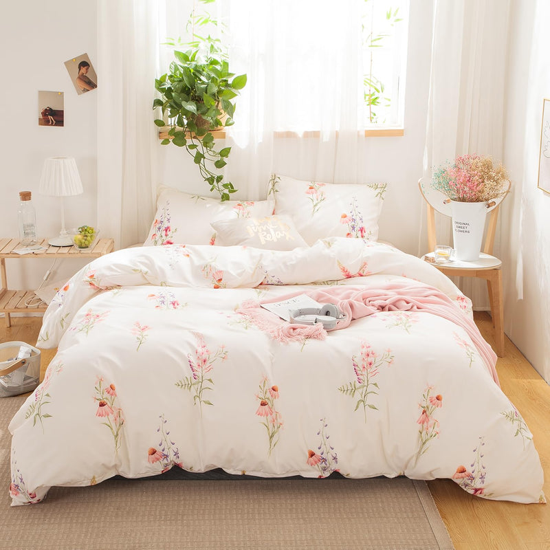 Botanical Floral Comforter Set Pink Flowers Comforter Set Pink Lavender Flower