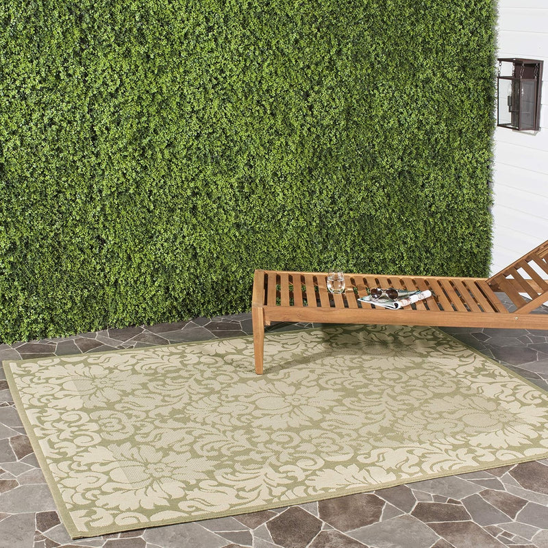 Courtyard Collection 5'3" X 7'7" Olive / Natural Cy2727 Indoor/ Outdoor Splash