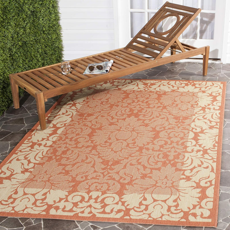 Courtyard Collection 5'3" X 7'7" Terracotta / Natural Cy2727 Indoor/ Outdoor W