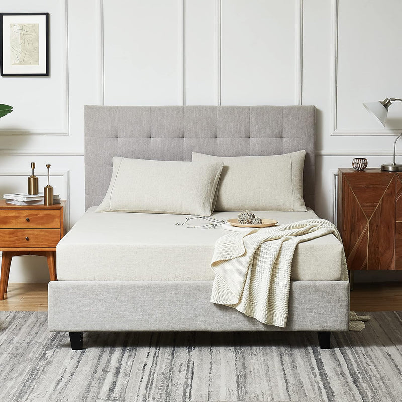 Linen Fitted Sheet Linen Bedding French Linen With 16 Inch Deep Pocket Fully-E