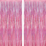 2 Pack Glitter Pink Fringe Curtains, 3.28 x 7.05 FT Party & Photo Backdrop Decorations