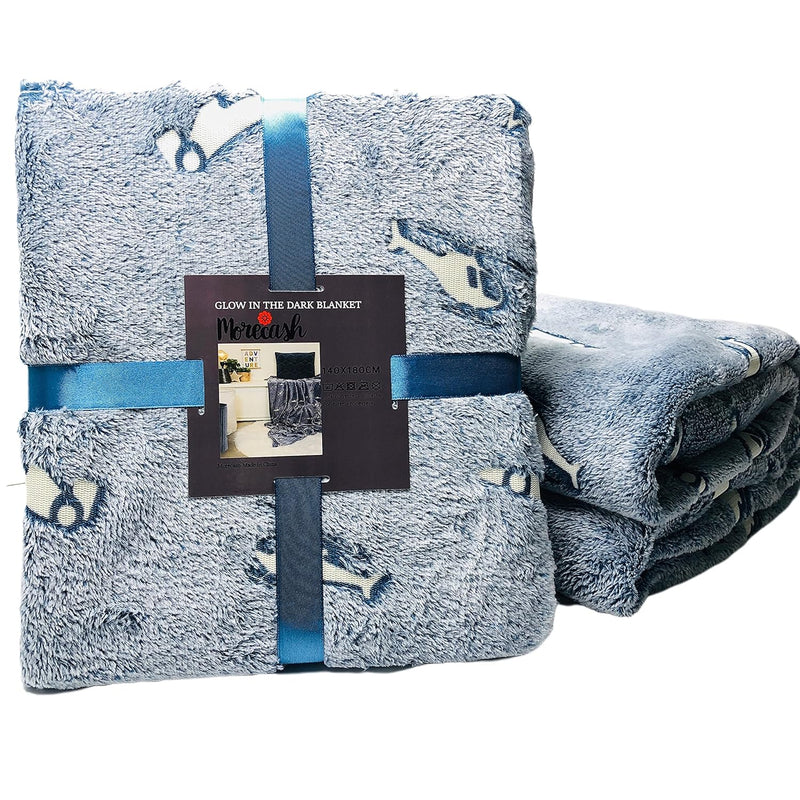 Glow In The Dark Throw Blanket,Cars And Aircrafts Pattern,All Seasons Luminous