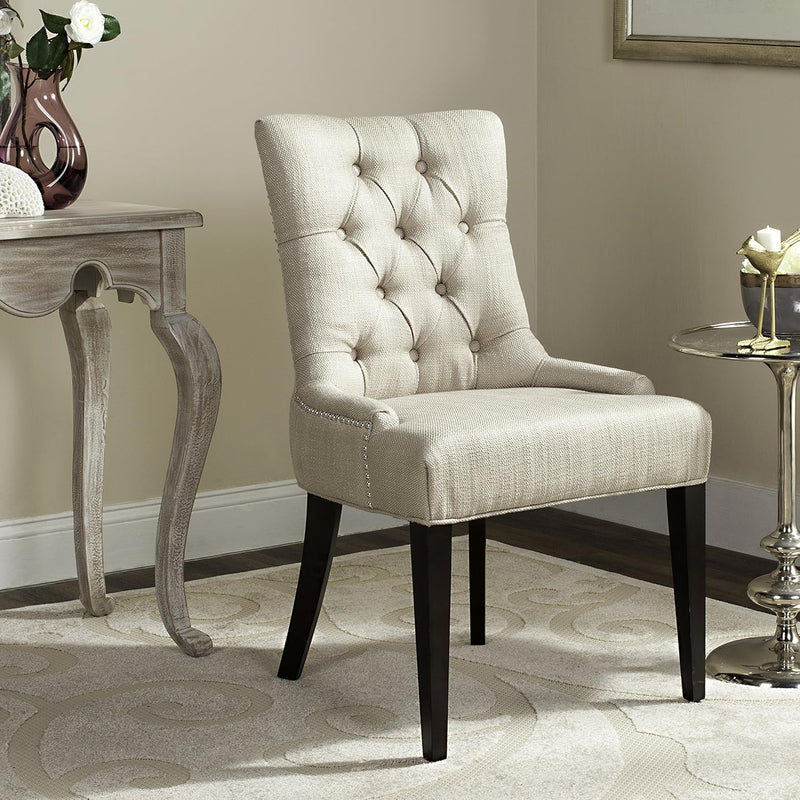 Mercer Collection Erica Button-Tufted Side Chair, Khaki Grey