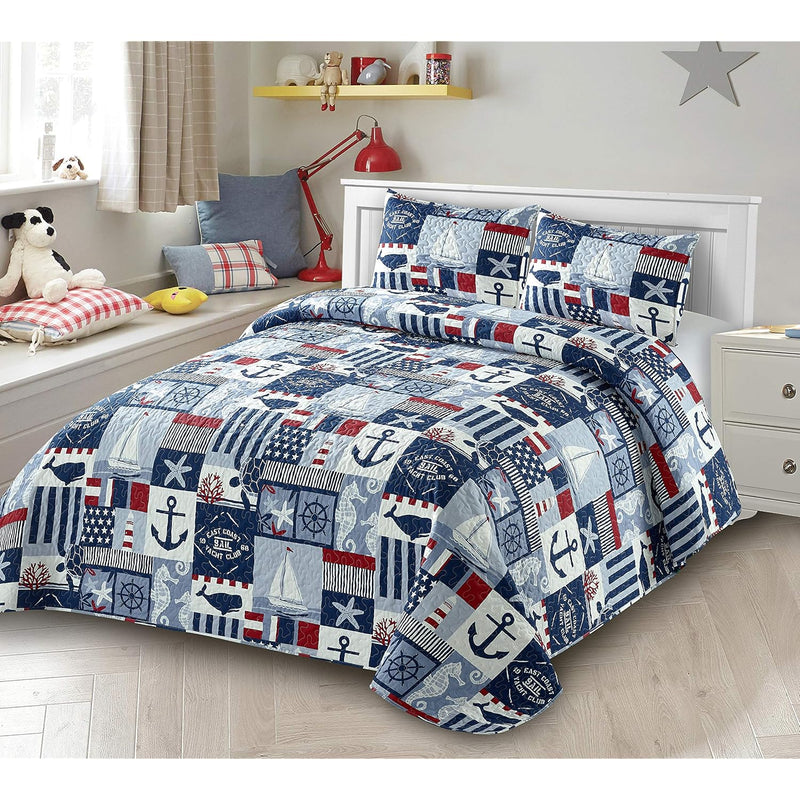 Collection Bedspread Coverlet Kids/Teens Anchor Sailboat Seahorse Starfish Wha