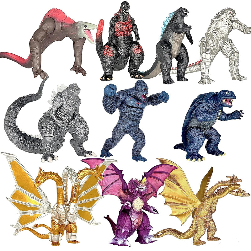 TwCare Set of 10 Godzilla vs Kong Dinosaur Dragon Toys Movable Joint Action