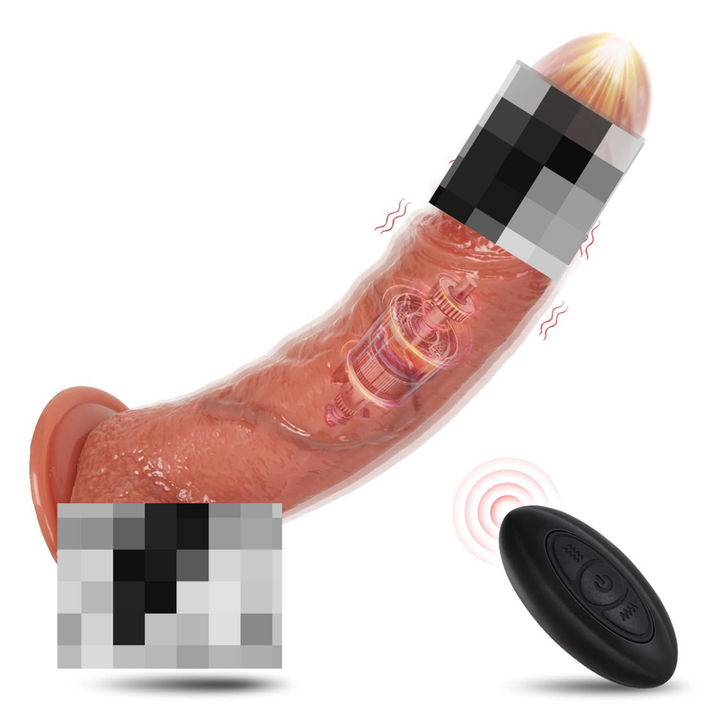 Realistic Thrusting Dildo Vibrator For Women - 9" Vibrators Sex Toys For Couples G Spot Clit Anal Penis With 8 Vibrating Silicone Adult Toy Suction Cup Dildos Remote Brown
