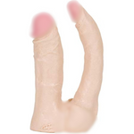Doc Johnson The Naturals - Double Penetrator Dildo - Thick and Thin Dildo Attached at Balls - Made of Body-Safe PVC - Proudly Made In America - Dildo - White