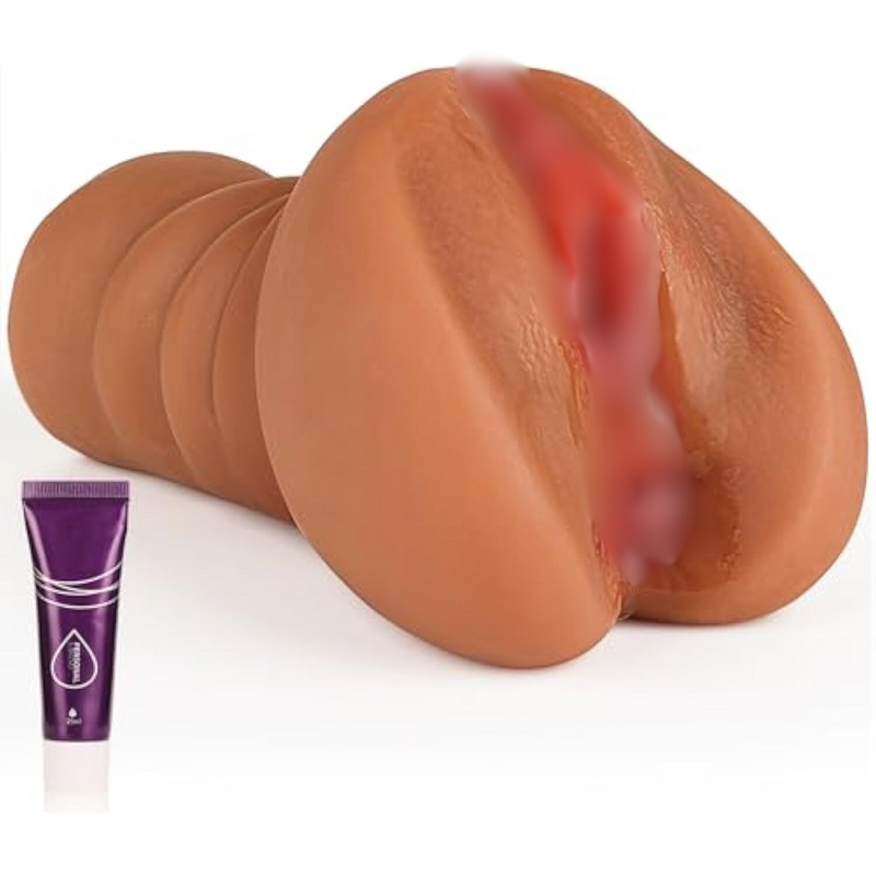 2 In 1 Male Masturbators, Adult Sex Toys With Realistic Textured Portable Pocket Pussy Stroker With 3D Vagina Clitoris For Adult Men Masturbation(Brown)