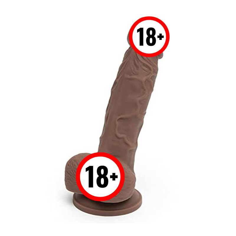 Lifelike Lover Luxe Realistic Dildo - 6 Inch Suction Cup Dildo For Women - Flexible Silicone Dildo With Balls - Harness Compatible Strap On Dildo - Waterproof - Flesh Brown