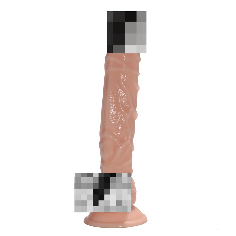 Realistic Dildo For Women With Flared Suction Cup Base Flexible Cock With Curved Shaft And Balls For Vaginal G-Spot And Anal Play 10 Inch (Beige)