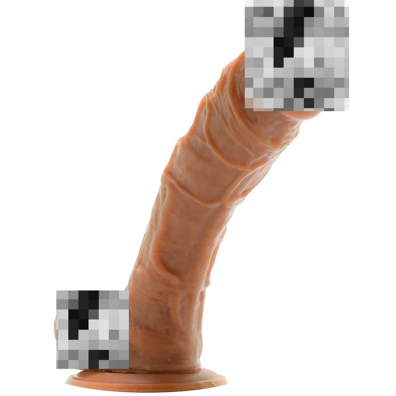 Colours 8" Dual Density Silicone Dildo With Lube 1Oz - Brown