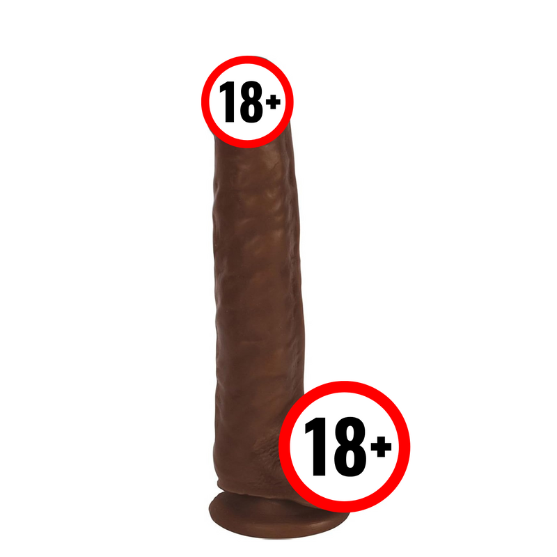 8 Inch Slim Dildo With Balls - Dark
