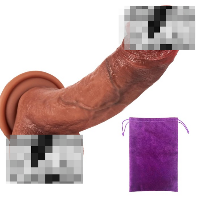 Phd Pretty Huge Dildo - 8" Perfect Fit Thick Dildo W/Realistic Hardness, Dual-Layer Structure, Real Skin Feel, Strong Suction Base, Harness-Compatible, W/Drawstring Bag (Espresso Shot)