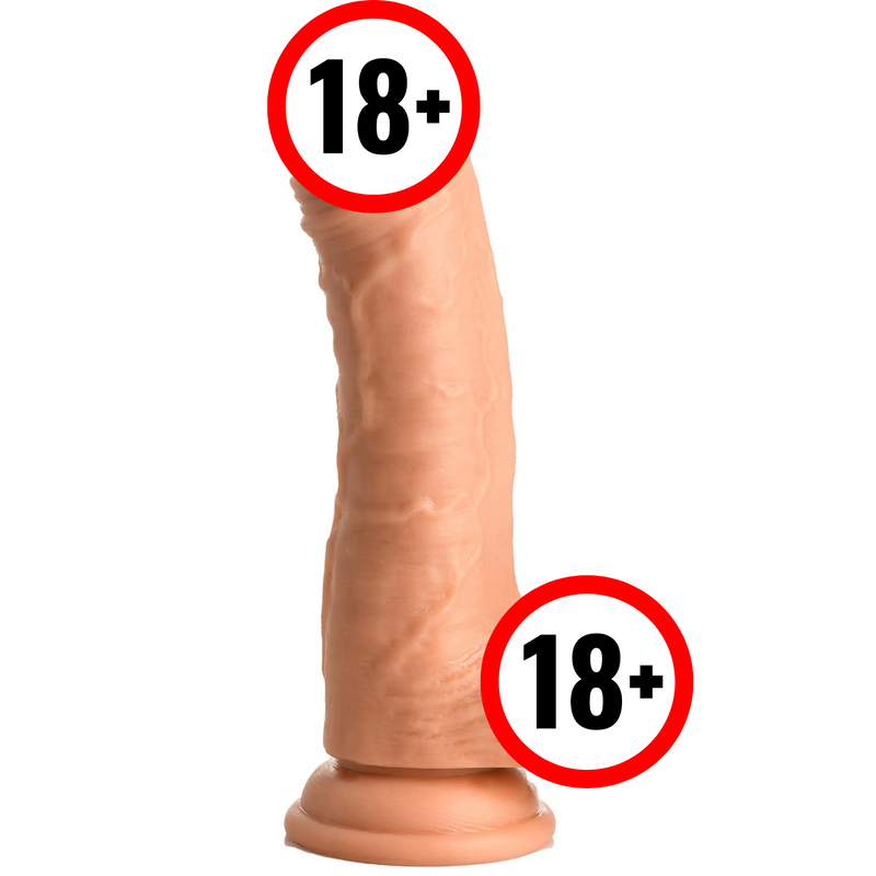 Thinz 7" Uncut Dildo With Balls For Men, Women & Couples. Realism Shape And Texture, Realistically And Artistically Painted, Strong Suction Base, Harness Compatible Dildo. 1 Piece, Large Cut, Light.