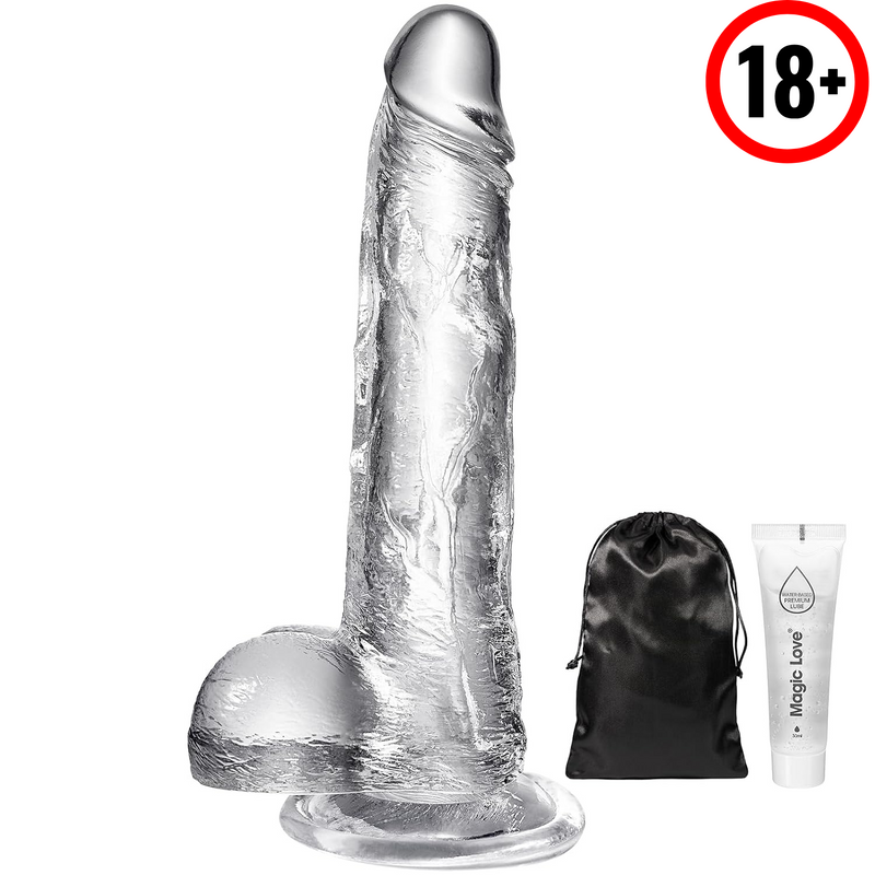 Clear Dildo Realistic Big Dildo Sex Toy Feels Like Skin, Suction Cup Dildo Anal Sex Toys Adult Toys For Hands-Free Play,Adult Toys Clear Dildo (8")