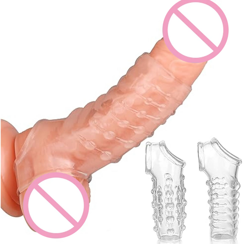 New Cock Delay Loop Sleeve For Men, Reusable Ultra-Soft Penis Enlarger Cock Extender Sheath Men Cock Condom Male Sex Toys - Clear