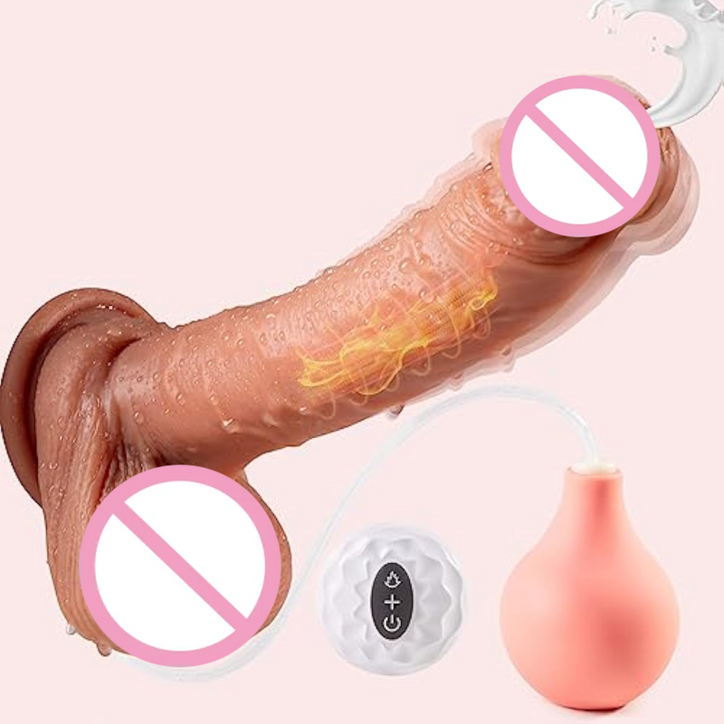 9'' Silicone Vibrating Squirting Dildo With Remote Control 7 Vibration Modes, Realistic Ejaculating Penis Adult Sex Toy With Enema Bulb & Strong Suction Cup For Women G-Spot And Anal Prostate Play