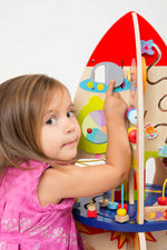 Classic Toy Natural Wood Color Multi Activity Rocket - Ages 18 Months And Up
