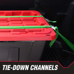 (6 pack) Hyper Tough Large Storage Bin, 27 Gallon Plastic Storage Container with Snap-On Lid, Black and Red, Industrial