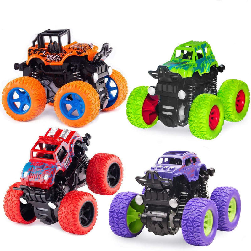 2 Pack Pull Back Cars Toys Trucks,Friction Powered Cars For Kids,Toddler Toys Inertia Car Toys For 2 3 4 5 + Year Old Boys Girls