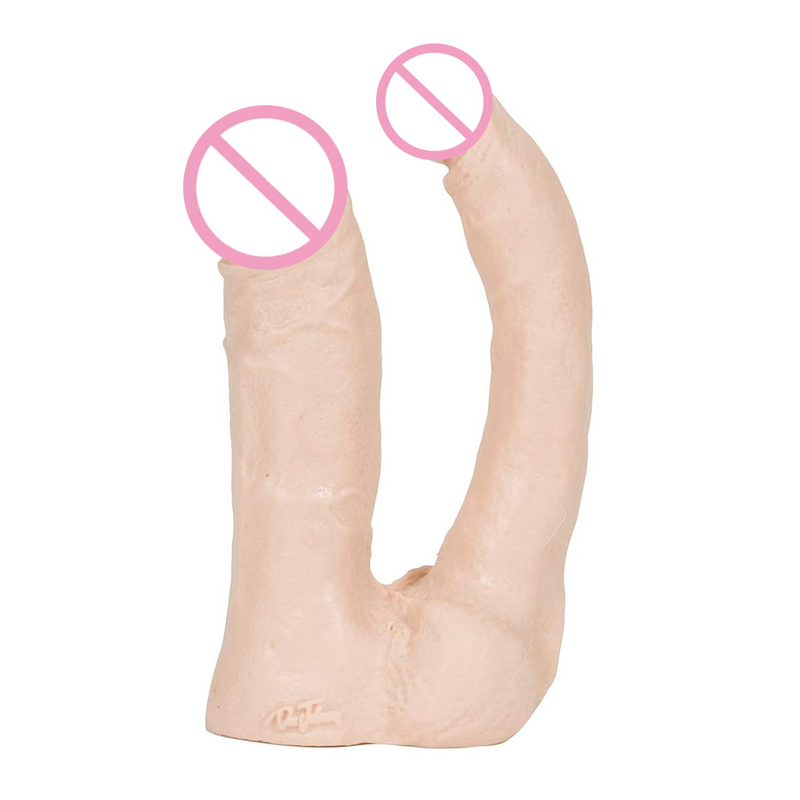 The Naturals - Double Penetrator Dildo - Thick And Thin Dildo Attached At Balls - Made Of Body-Safe Pvc - Proudly Made In America - Dildo - White