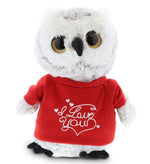 Dollibu I Love You Plush Gray Owl - Cute Stuffed Animal With Red Shirt For Valentine, Anniversary, Romantic Date, Boyfriend, Or Girlfriend Gift - 9 Inches