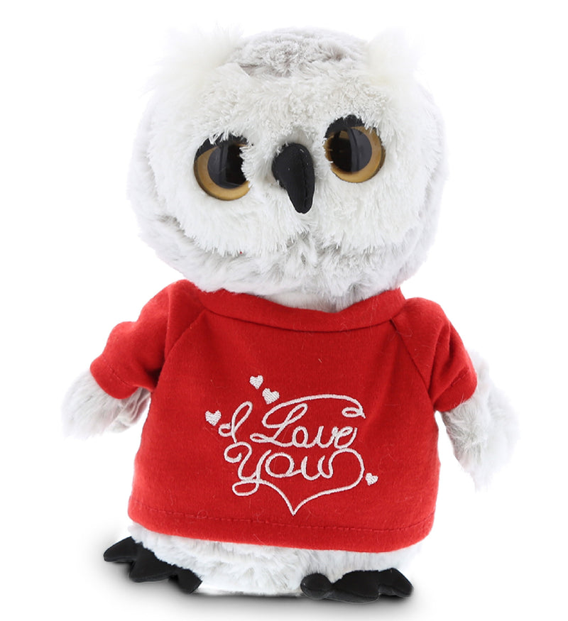 Dollibu I Love You Plush Gray Owl - Cute Stuffed Animal With Red Shirt For Valentine, Anniversary, Romantic Date, Boyfriend, Or Girlfriend Gift - 9 Inches
