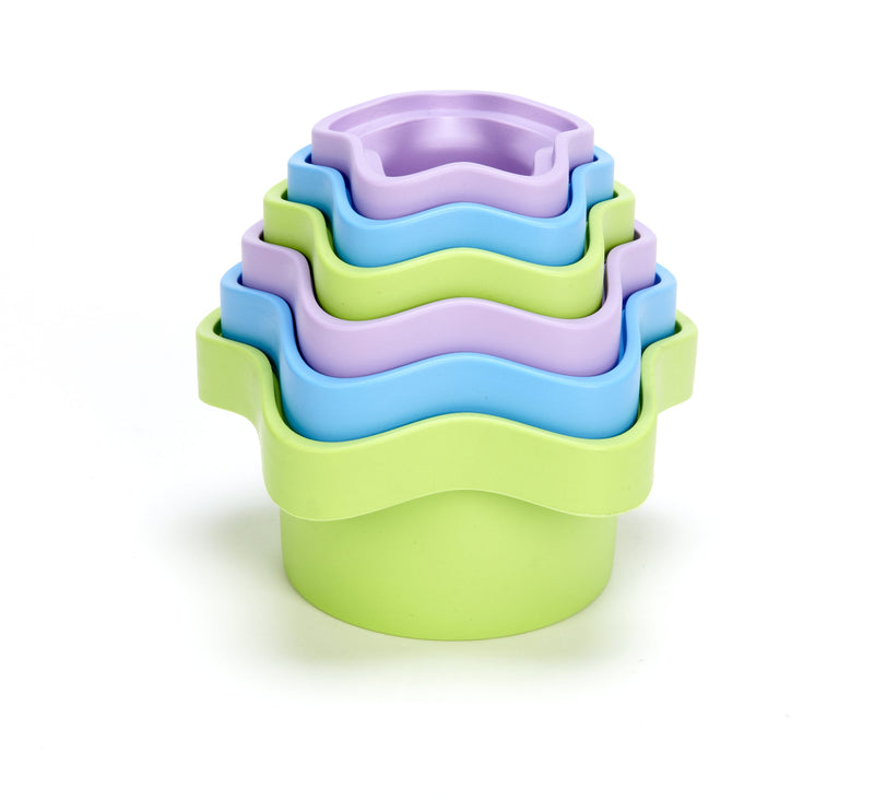Stacking Cups Purple/Blue/Green, Bath Toy, Baby/Toddler, Made From 100% Recycled Plastic