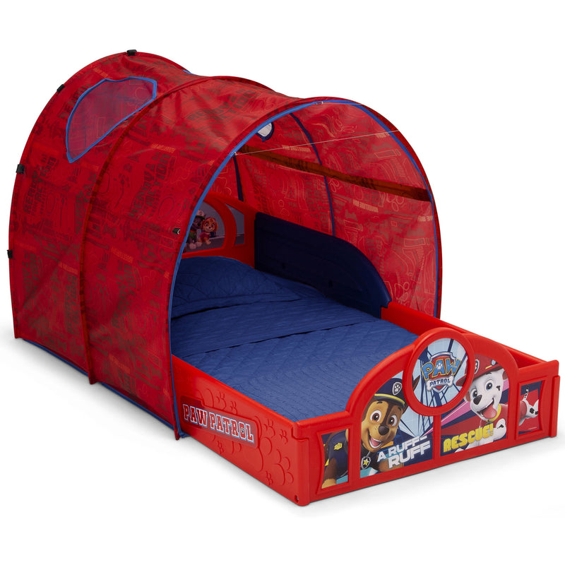 Paw Patrol Sleep And Play Toddler Bed With Tent And Built-In Guardrails By Delta Children