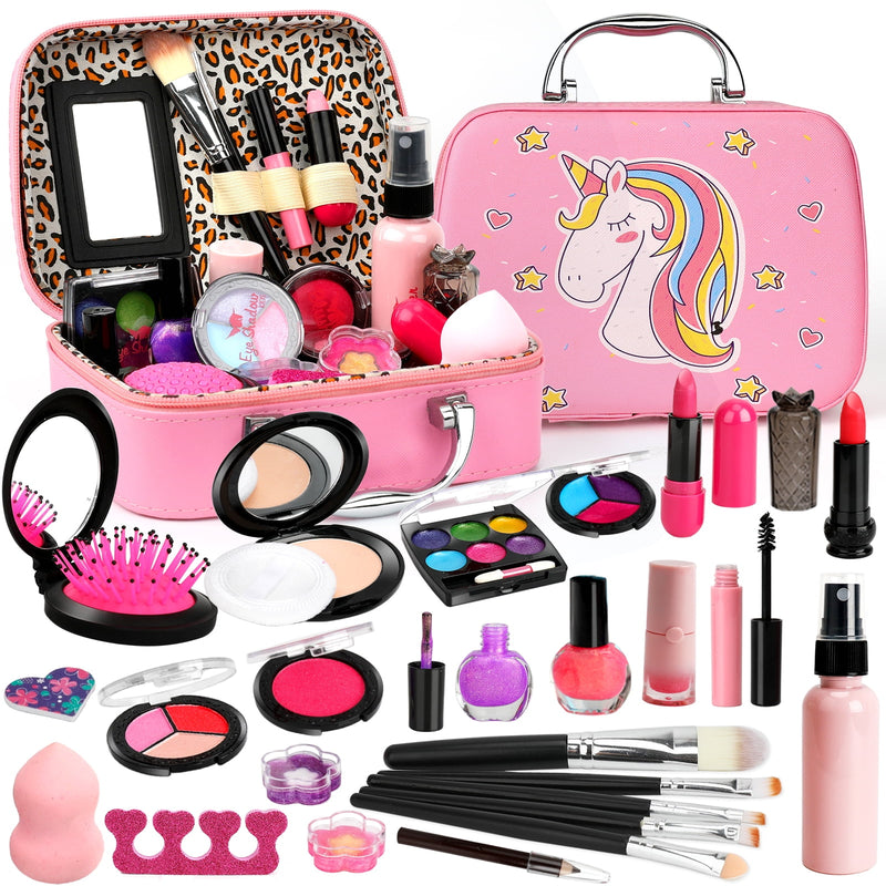 Washable Kids Makeup Kit For Girls Toys With Cute Makeup Bag (25Pcs)