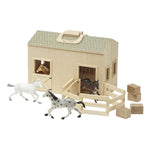 Melissa & Doug Fold and Go Wooden Horse Stable Dollhouse With Handle and Toy Horses (11 pcs)