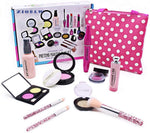 Pretend Makeup Kit Toys For 2, 3, 4, 5 Year Old Girls, First Make Up Set For Little Princess Play Dress Up, Kids Cosmetic, Best Birthday Gift For Toddler-With Polka Dot Bag (Not Real Makeup)