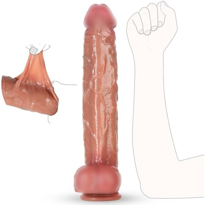 Realistic Movable Foreskin Dildos,13.5 Inch Big Huge Thick Penis Anal Dildo Sex Toys For Women,Silicone Dildo With Strong Suction Cup,Compatible With Strap-On Harness,Adult Sex Toys For Vaginal & Anal